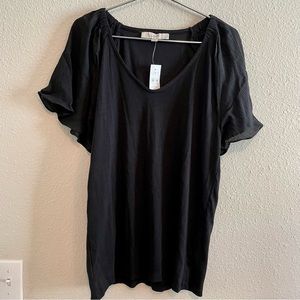 Loft Black Flutter Sleeve Top (NWT)